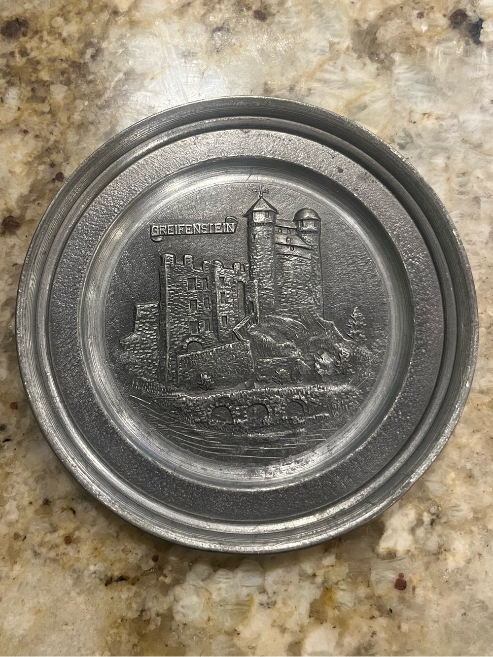 German Zinn Pewter Decorative Wall Plate